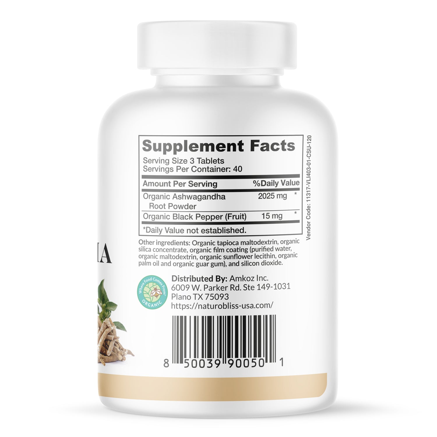 Ashwagandha Supplement (Vegeterian & Non-GMO) (2025mg, 120 Tablets)