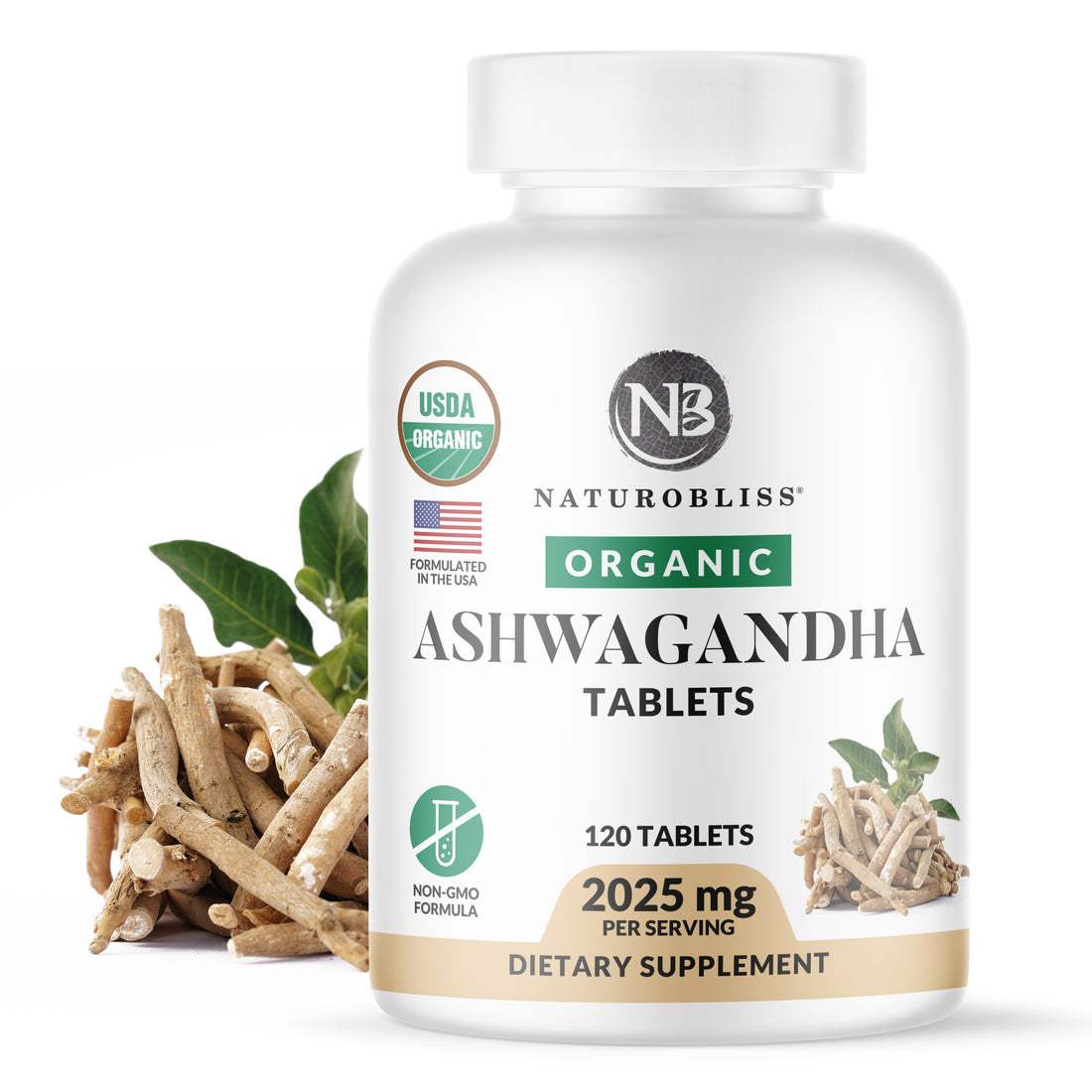 Ashwagandha Dietary Supplement (Vegeterian &amp; Non-GMO) (2025mg, 120 Tablets)